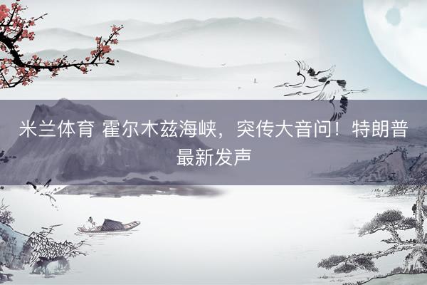 米兰体育 霍尔木兹海峡，突传大音问！特朗普最新发声